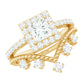 Juego de anillos de boda de moissanita con corte de princesa y halo con certificado