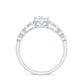 Certified Moissanite Princess Cut Engagement Ring in Double Band