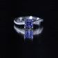 Certified 1.5 Carat Lab Grown Blue Sapphire Princess Cut Engagement Ring with Diamond