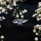 Certified 1.5 Carat Lab Grown Blue Sapphire Princess Cut Engagement Ring with Diamond