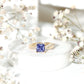 Certified 1.5 Carat Lab Grown Blue Sapphire Princess Cut Engagement Ring with Diamond