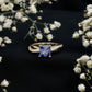 Certified 1.5 Carat Lab Grown Blue Sapphire Princess Cut Engagement Ring with Diamond