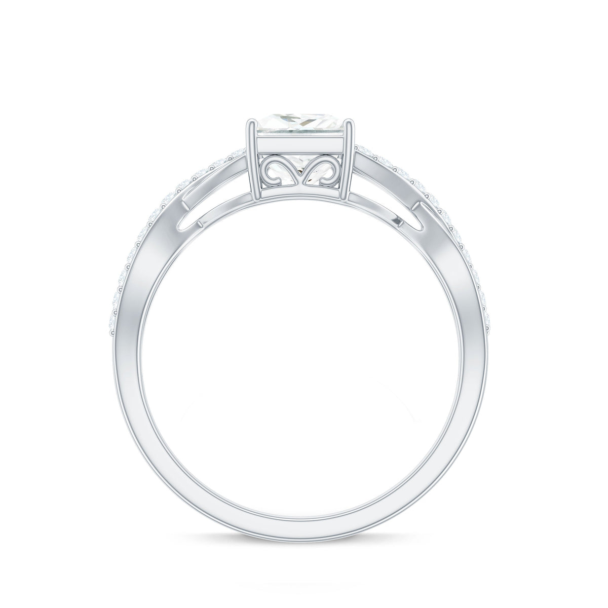 Princess Cut Moissanite Crossover Engagement Ring for Women