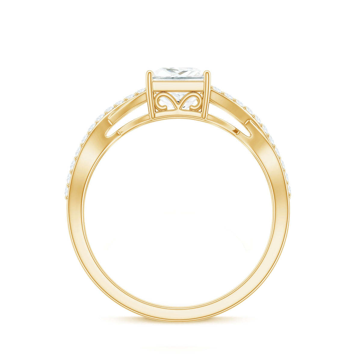 Princess Cut Moissanite Crossover Engagement Ring for Women