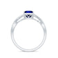 1.5 Carat Lab Grown Blue Sapphire Princess Cut Engagement Ring with Diamond Crossover Shank