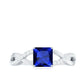 1.5 Carat Lab Grown Blue Sapphire Princess Cut Engagement Ring with Diamond Crossover Shank
