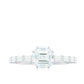 Asscher Cut Moissanite Engagement Ring with Baguette Side Stones