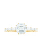 Asscher Cut Moissanite Engagement Ring with Baguette Side Stones