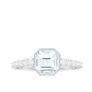 Asscher Cut Moissanite Solitaire Engagement Ring in Bezel Setting