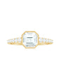 Asscher Cut Moissanite Solitaire Engagement Ring in Bezel Setting