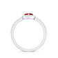 Lab Created Ruby Heart Promise Ring with Diamond Halo