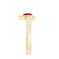 Lab Created Ruby Heart Promise Ring with Diamond Halo