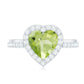 Natural 2 Carat Peridot Heart Engagement Ring with Diamond Halo