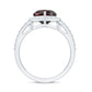Natural Garnet Heart Shaped Engagement Ring with Diamond Halo
