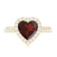 Natural Garnet Heart Shaped Engagement Ring with Diamond Halo