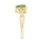 Natural 2 Carat Peridot Heart Engagement Ring with Diamond Crossover Shank