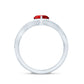 Lab Created Ruby and Diamond Heart Engagement Ring in Crossover Band