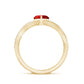 Lab Created Ruby and Diamond Heart Engagement Ring in Crossover Band