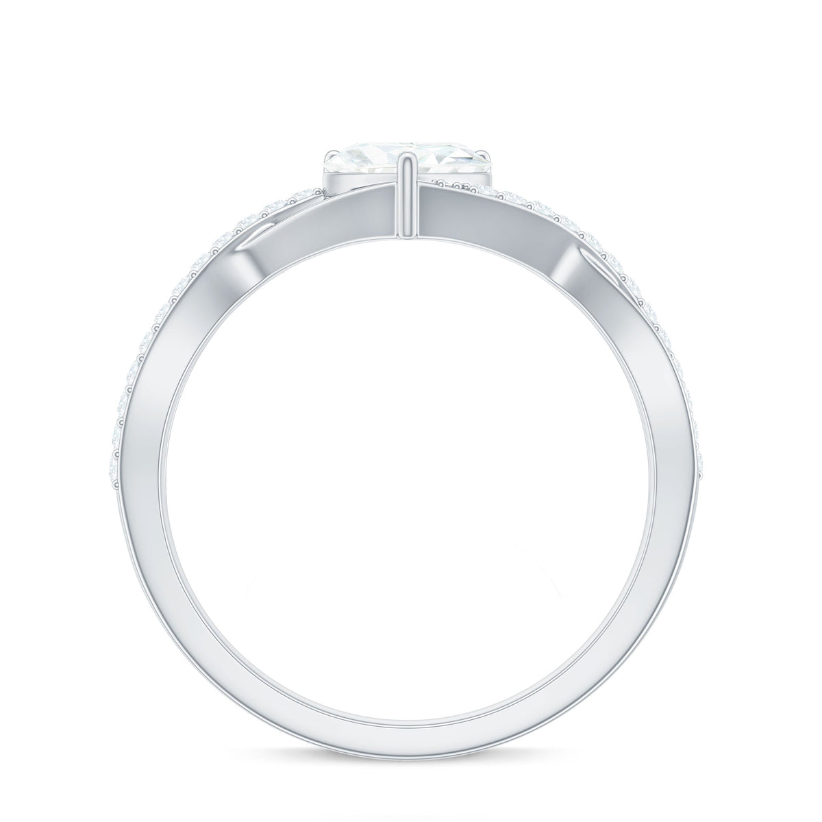 Anillo de compromiso de moissanita con forma de corazón de 1,50 CT y diseño cruzado