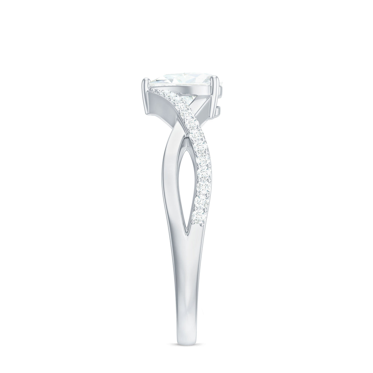 Anillo de compromiso de moissanita con forma de corazón de 1,50 CT y diseño cruzado