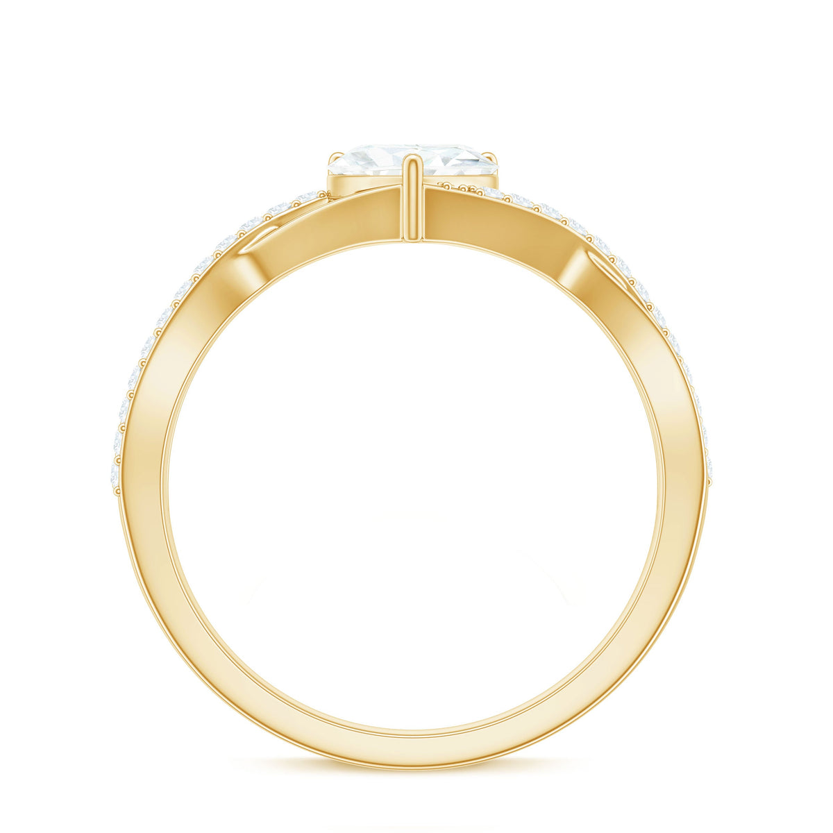 Anillo de compromiso de moissanita con forma de corazón de 1,50 CT y diseño cruzado