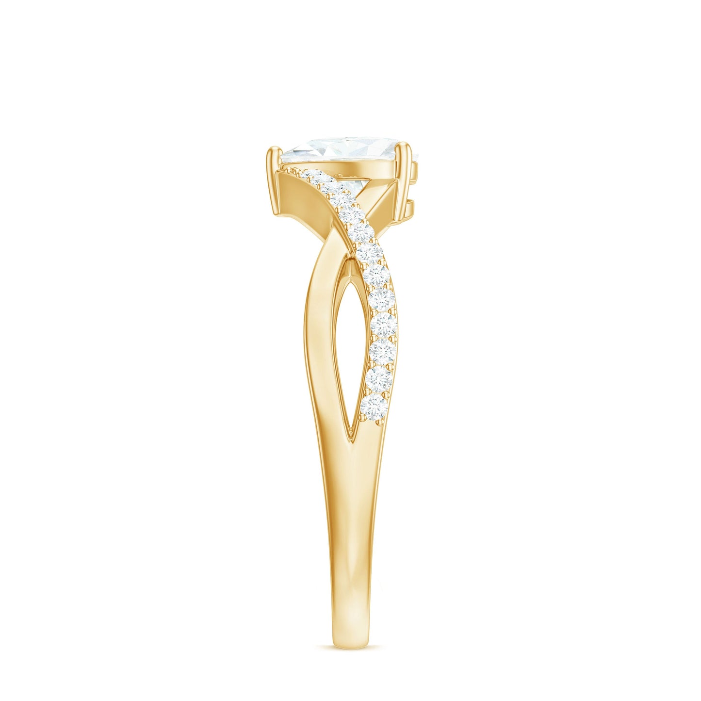 Anillo de compromiso de moissanita con forma de corazón de 1,50 CT y diseño cruzado