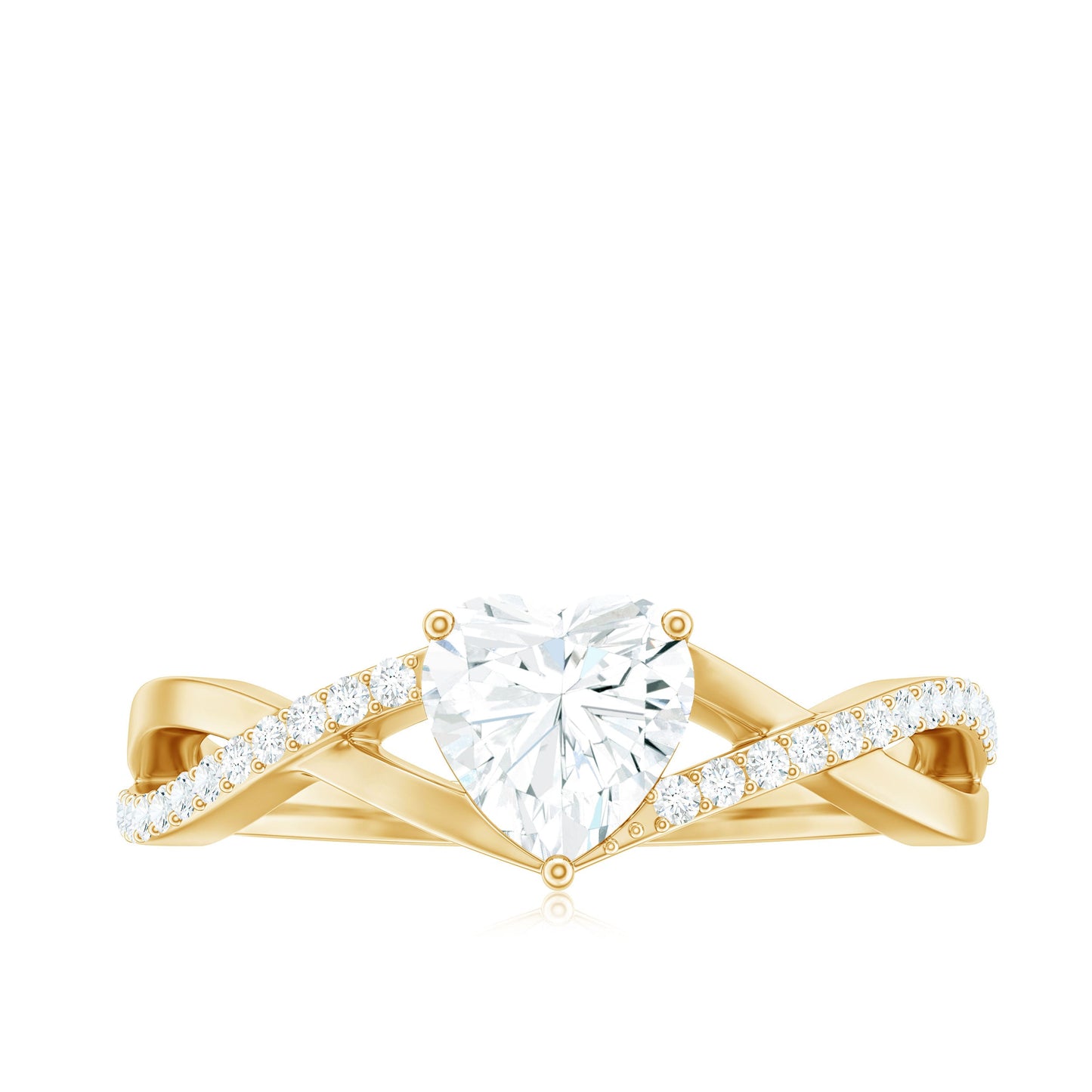 Anillo de compromiso de moissanita con forma de corazón de 1,50 CT y diseño cruzado