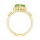 Heart Shape Peridot Solitaire Band Ring with Diamond Stones