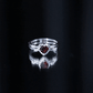 Natural Heart Shaped Garnet Diamond Double Band Engagement Ring
