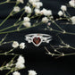 Natural Heart Shaped Garnet Diamond Double Band Engagement Ring