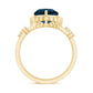 2 Carat Heart Shape London Blue Topaz Double Band Ring with Diamond