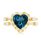 2 Carat Heart Shape London Blue Topaz Double Band Ring with Diamond