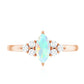 Vintage Looking Rainbow Opal Marquise Engagement Ring with Diamond Trio