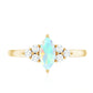 Vintage Looking Rainbow Opal Marquise Engagement Ring with Diamond Trio