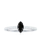 0.7 Carat Marquise Cut Black Onyx Minimal Promise Ring with Diamond