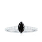 Genuine Marquise Black Spinel Promise Ring with Diamond