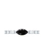 0.7 Carat Marquise Cut Black Onyx Minimal East West Ring with Diamond
