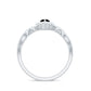 0.7 Carat Marquise Cut Black Onyx Statement Engagement Ring with Diamond Halo