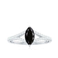 0.7 Carat Marquise Cut Black Onyx Engagement Ring with Diamond Split Shank