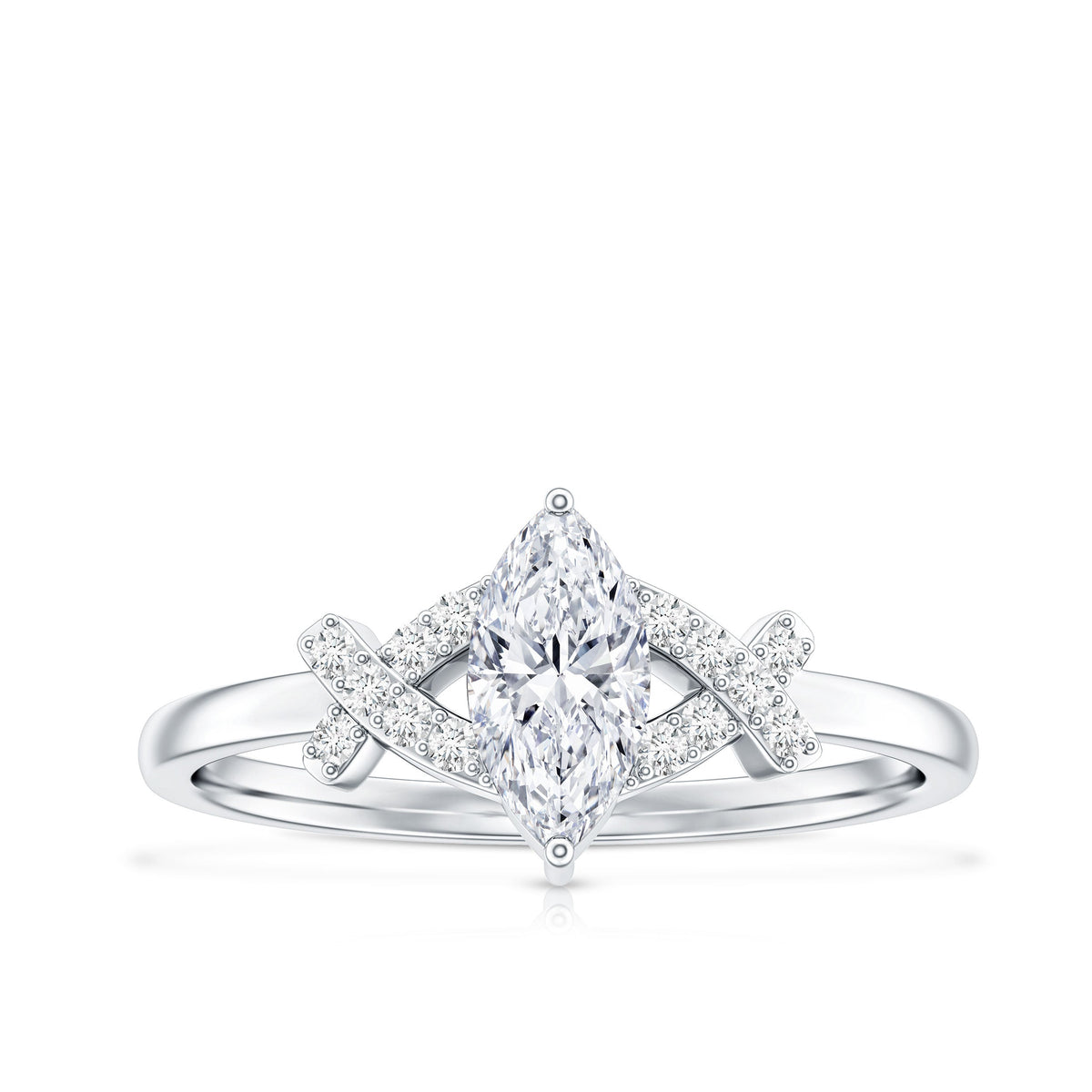 Certified Moissanite Marquise Engagement Ring for Women
