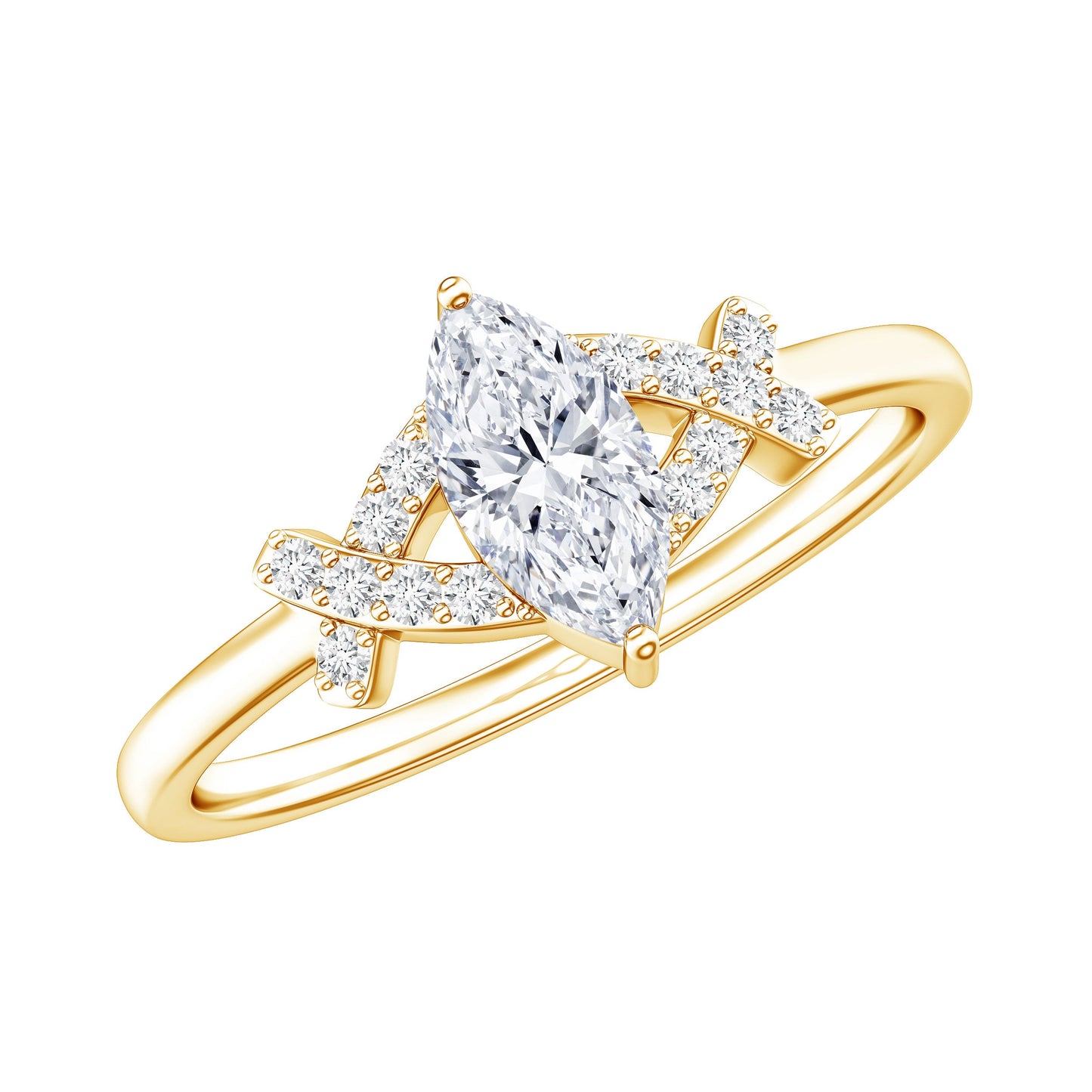 Certified Moissanite Marquise Engagement Ring for Women