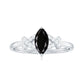 Natural Black Spinel Marquise Engagement Ring with Diamond