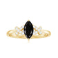 Natural Black Spinel Marquise Engagement Ring with Diamond