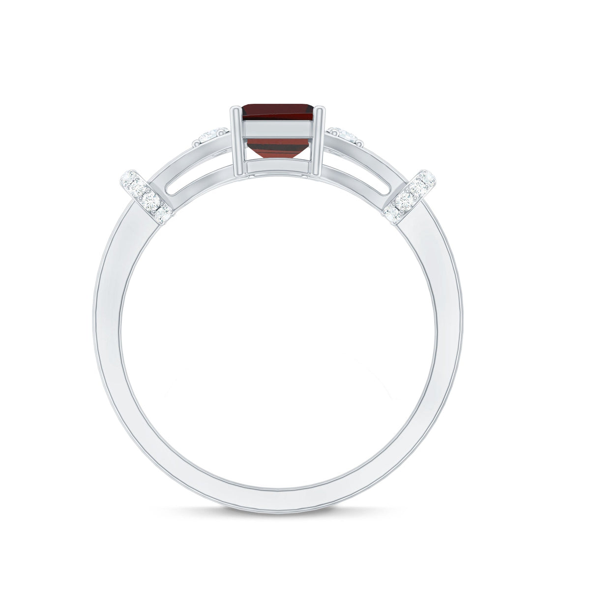 Real 2 Carat Garnet Designer Engagement Ring with Diamond
