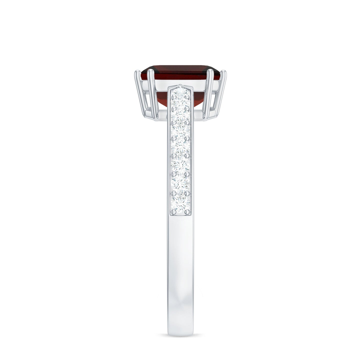 Anillo de compromiso de granate natural de 3,3 quilates con corte Asscher y diamante