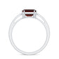 Anillo de compromiso de granate natural de 3,3 quilates con corte Asscher y diamante