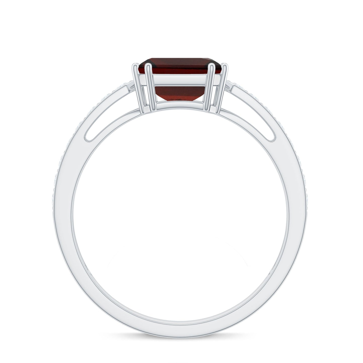 Anillo de compromiso de granate natural de 3,3 quilates con corte Asscher y diamante