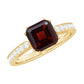 Anillo de compromiso de granate natural de 3,3 quilates con corte Asscher y diamante
