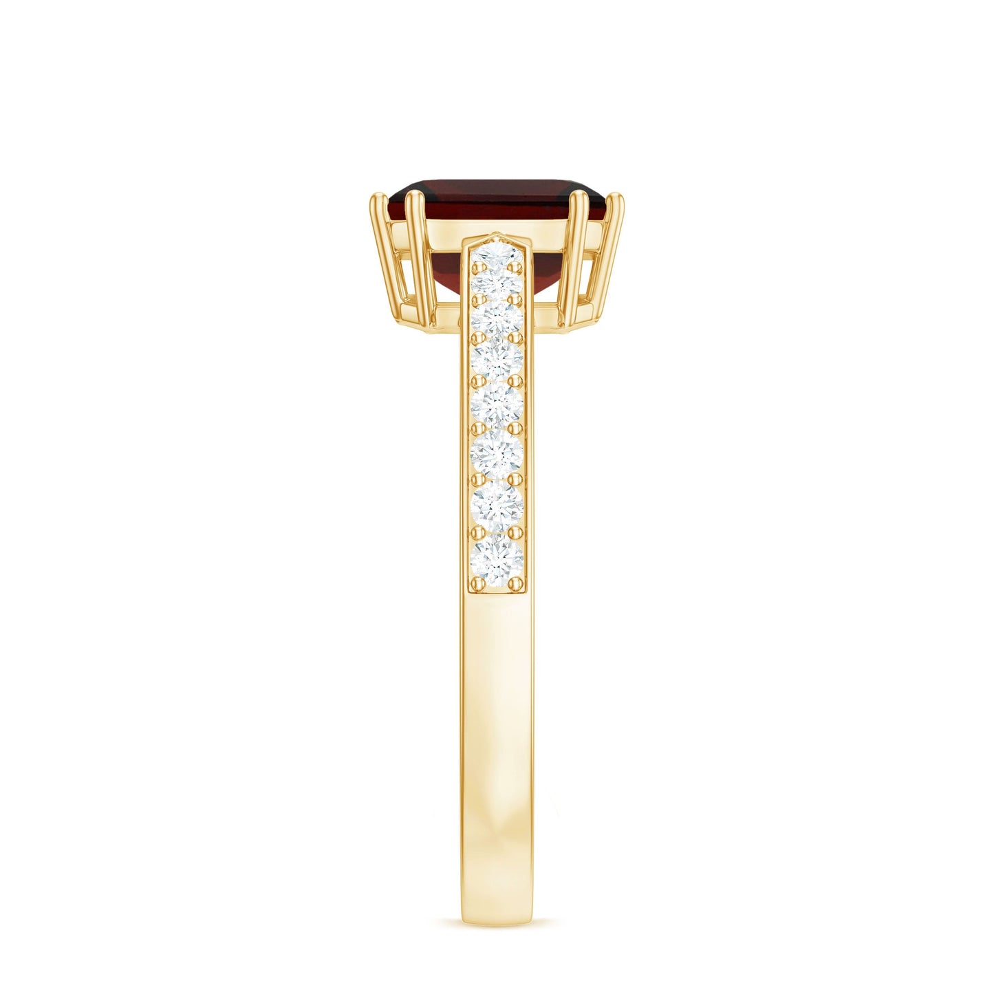 Anillo de compromiso de granate natural de 3,3 quilates con corte Asscher y diamante