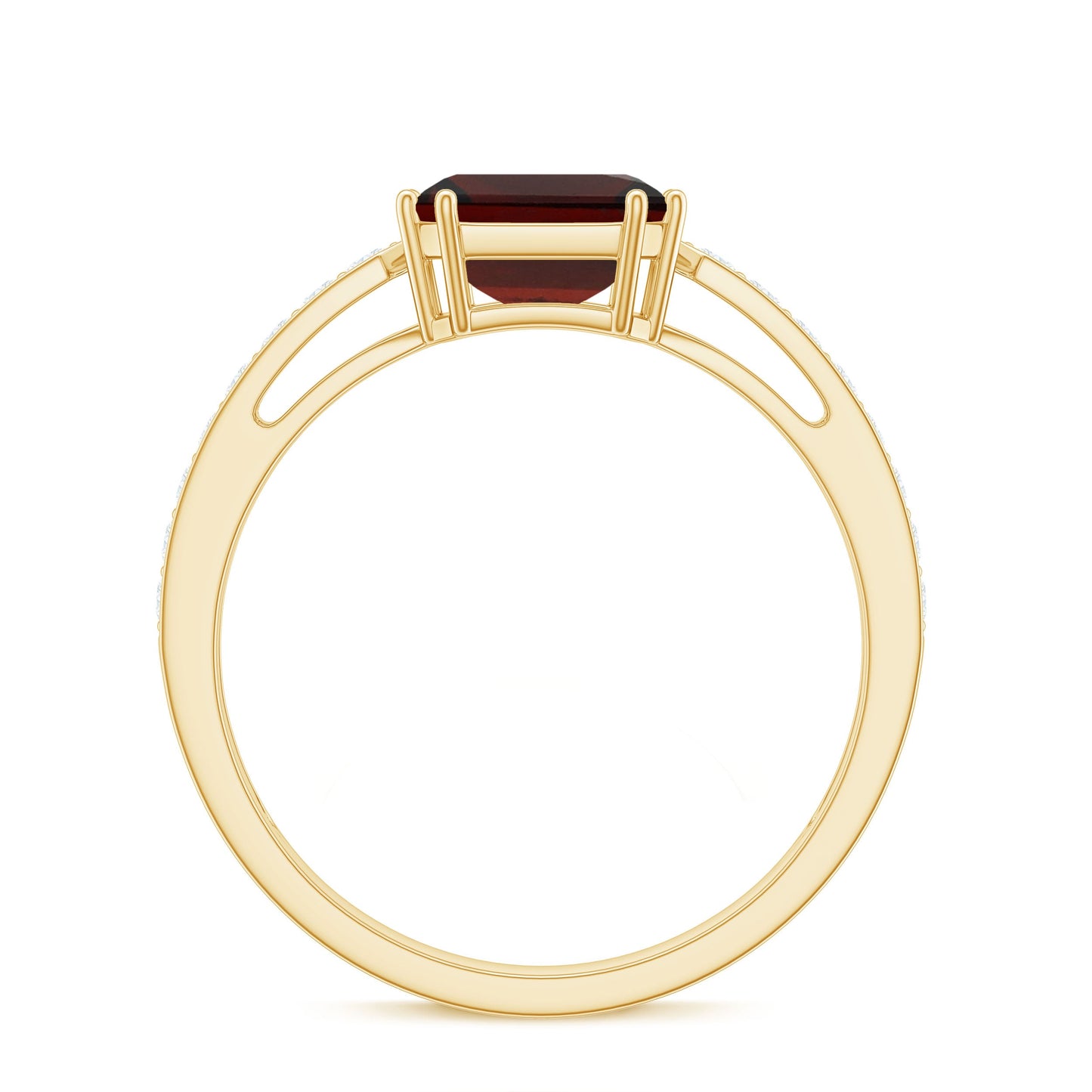 Anillo de compromiso de granate natural de 3,3 quilates con corte Asscher y diamante